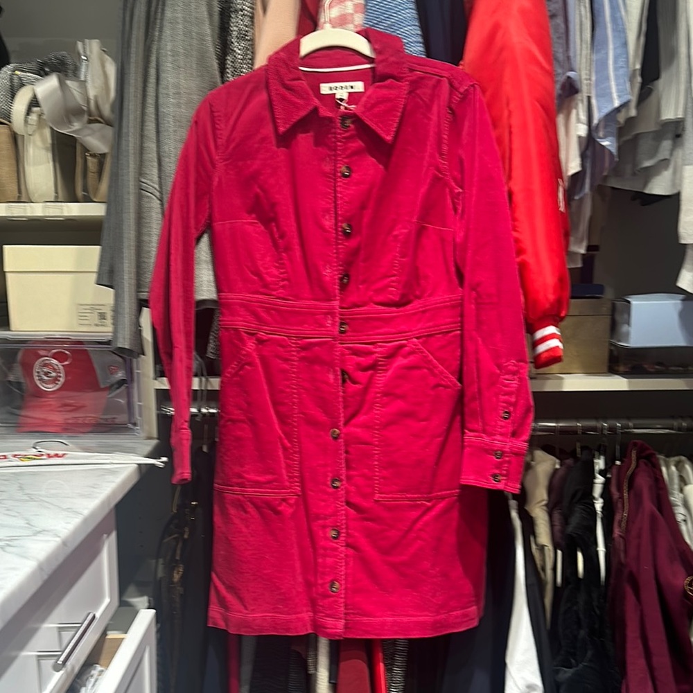 Deep Pink Button-Up Dress